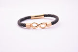 LBM-427,Stainless Steel Infinity Clasp Leather Bracelet-gold or silver color, Width-6mm,Length-8.25''