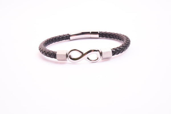 LBM-427,Stainless Steel Infinity Clasp Leather Bracelet-gold or silver color, Width-6mm,Length-8.25''