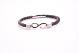 LBM-427,Stainless Steel Infinity Clasp Leather Bracelet-gold or silver color, Width-6mm,Length-8.25''