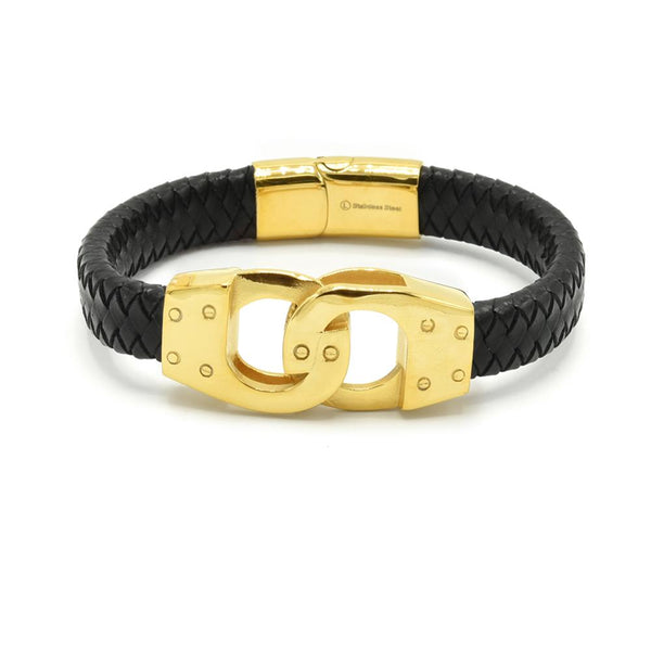 LBM-460,Stainless Steel Infinity Leather Bracelet-gold or silver color, Width-12mm, Length-8''