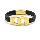 LBM-460,Stainless Steel Infinity Leather Bracelet-gold or silver color, Width-12mm, Length-8''