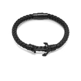 LBM-480,Stainless Steel Anchor Megnetic Leather Bracelet-gold or silver color, Width-6mm,Length-8''