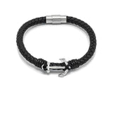 LBM-480,Stainless Steel Anchor Megnetic Leather Bracelet-gold or silver color, Width-6mm,Length-8''