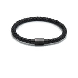 LBM-485, Stainless Steel Leather Bracelet - gold or silver color