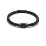 LBM-489, Stainless Steel Magnet Link Leather Bracelet-gold or silver color