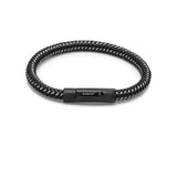 LBM-492, Stainless Steel Clasp Leather Bracelet-Black or Silver Color