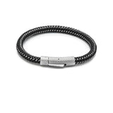 LBM-492, Stainless Steel Clasp Leather Bracelet-Black or Silver Color