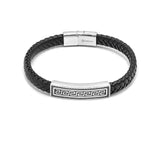 LBM-504,Stainless Steel Greek Key Leather Bracelet-gold color, Width-8mm,Length-8''