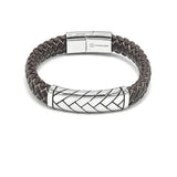 LBM-508,Stainless Steel Leather Bracelet-Brown or Black color, Width-11mm,Length-8.5''