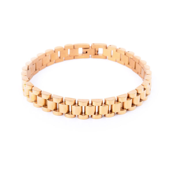 SBM-18, Men Stainless Steel Watch Belt Bracelet gold color- width, 8-8.5'' length, 3.5mm thick