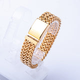 SBM-140,Men Stainless Steel Franco Chain Bracelet Gold Color-13mm or 18mm width, 8.5 inches length, 4mm or 5mm thick