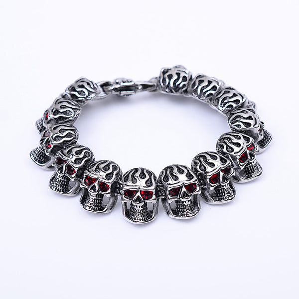 SBM-146, Men Stainless Steel Red Eyes of Skull ,Width-22mm,Length-8.5 inches,11 mm thick