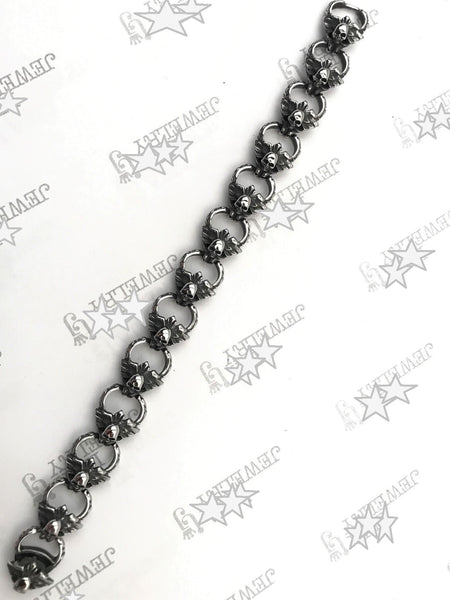 SBM-573, Men Stainless Steel skull Bracelet ,16mm Width, 8.5 inches Length, 8mm thick