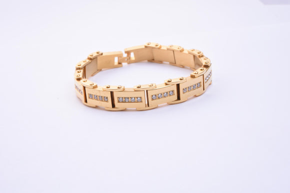 SBM-669, Men Stainless Steel Icy Out Bracelet-width-12mm,Length-9'',4mm thick