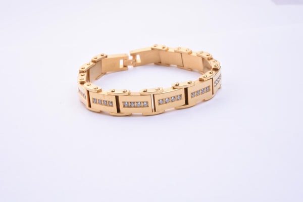 SBM-669, Men Stainless Steel Icy Out Bracelet-width-12mm,Length-9'',4mm thick