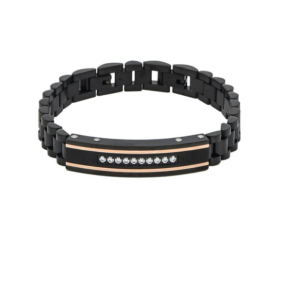 SBM-738, Men Stainless Steel Bracelet Black color-10mm Width, (7+1) inch Length, 3mm thick