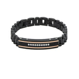 SBM-738, Men Stainless Steel Bracelet Black color-10mm Width, (7+1) inch Length, 3mm thick