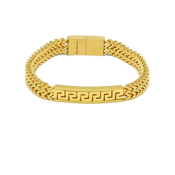 SBM-742, Men Stainless Steel Bracelet gold color-  8" length, 8mm width, 4mm thick