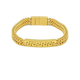 SBM-742, Men Stainless Steel Bracelet gold color-  8" length, 8mm width, 4mm thick