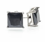 STEM-SQ, Sterling Silver Stud Earrings Push Back-3mm Width Square Gold or Silver Black