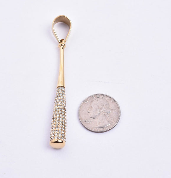 SP-1064, Stainless Steel Baseball Stick Pendant-gold or silver color, 9mm width, 85mm high, 9mm thick