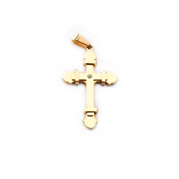 SP-112, Stainless Steel Small Cross Pendant-gold, silver or silver gold, 20mm width, 35mm high, 4mm thick