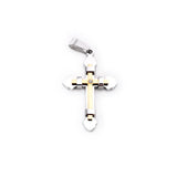 SP-112, Stainless Steel Small Cross Pendant-gold, silver or silver gold, 20mm width, 35mm high, 4mm thick