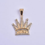 SP-1124, Stainless Steel King Crown Pendant-gold or silver, 40mm width, 55mm high, 2.5mm thick