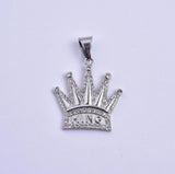 SP-1124, Stainless Steel King Crown Pendant-gold or silver, 40mm width, 55mm high, 2.5mm thick