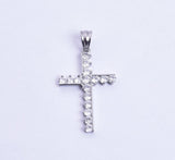 SP-1131, Stainless Steel Icy Out Cross Pendant - Silver color