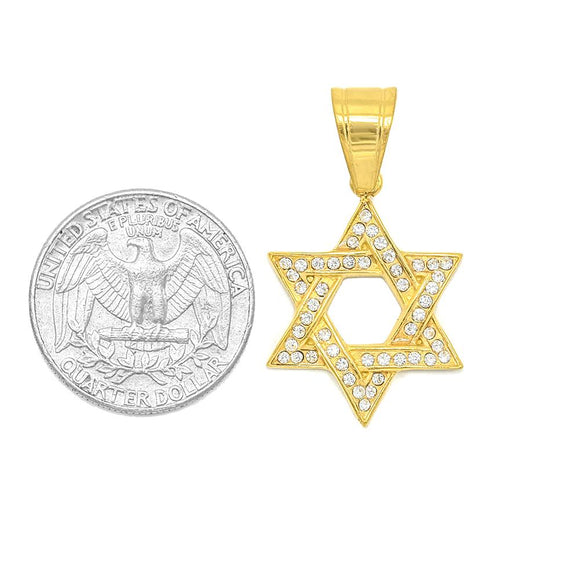 SP-1204, Stainless Steel David Star Pendant-gold or silver color, 20mm width, 40mm high, 2mm thick