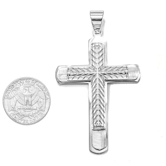 SP-1264, Stainless Steel Big Cross Pendant-45mm width, 70mm high, 7mm thick