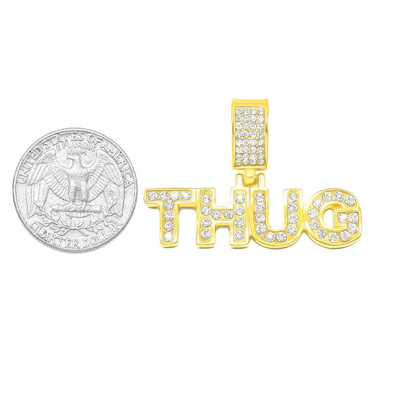 SP-1274, Stainless Steel "THUG" Word Pendant- gold color