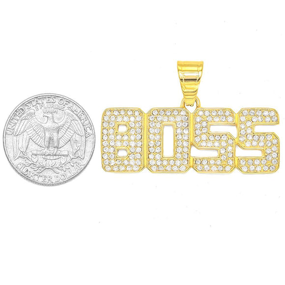 Sp-1275, Stainless Steel Boss words Pendant - gold color