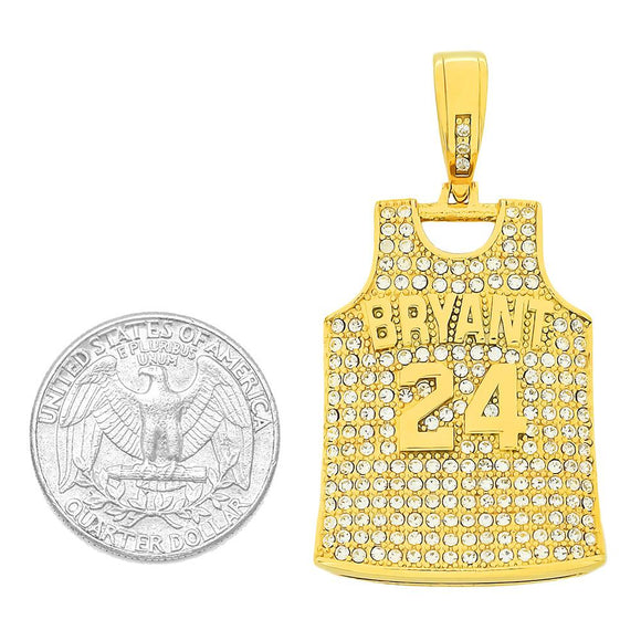 SP-1303, Stainless Steel Jersey 24 Pendant-gold or silver color- 25mm width, 50mm high, 5mm thick
