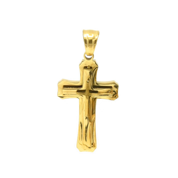 SP-1346, Stainless Steel Small Cross Pendant, 17mm width, 28mm high, 4mm thick, 2 different colors