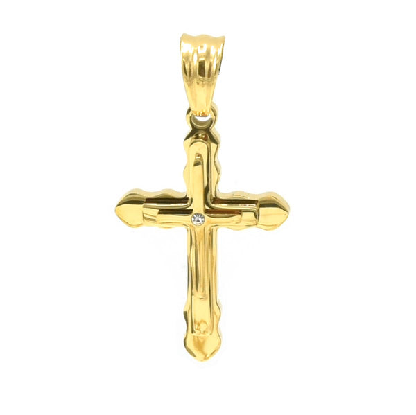 SP-1358, Stainless Steel Small Cross Pendant -gold or silver color, 18mm width, 33mm high, 4mm thick