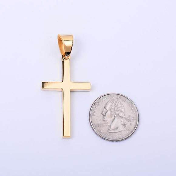 SP-240, Stainless Steel 2 size of Plain Cross Pendant-gold, silver or black color