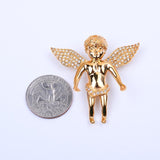 SP-293,Stainless Steel 2 size of Angle Pendants-silver color,