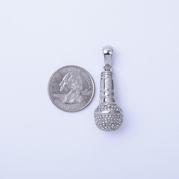 SP-295, Stainless Steel Microphone Pendant-gold or silver color, 15mm width, 45mm high