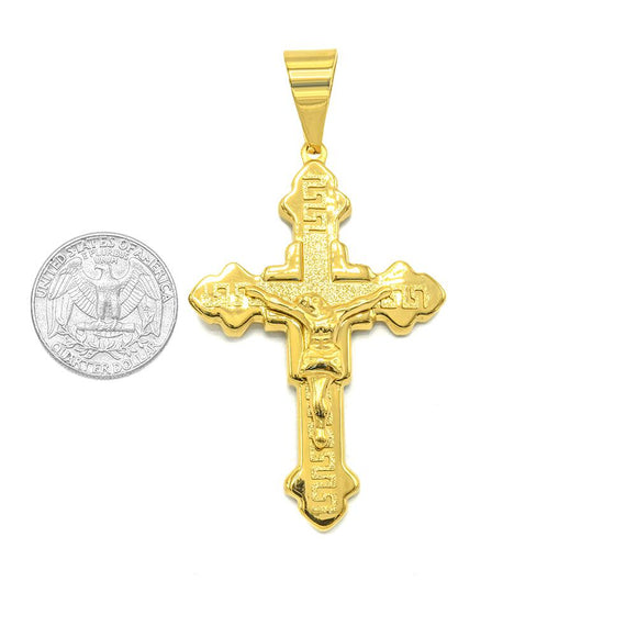 SP-317, Stainless Steel 2 size of Cross with Jesus Pendant, Gold or Silver color