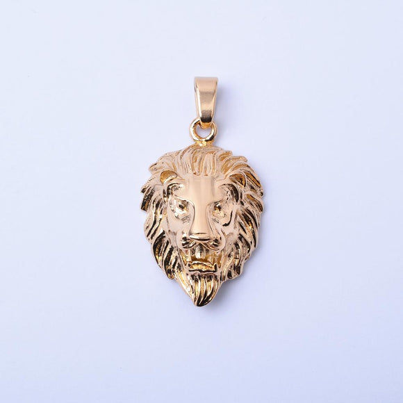 SP-409, Stainless Steel Lion Head Pendant-gold or silver, 20mm width, 50mm high, 15mm thick