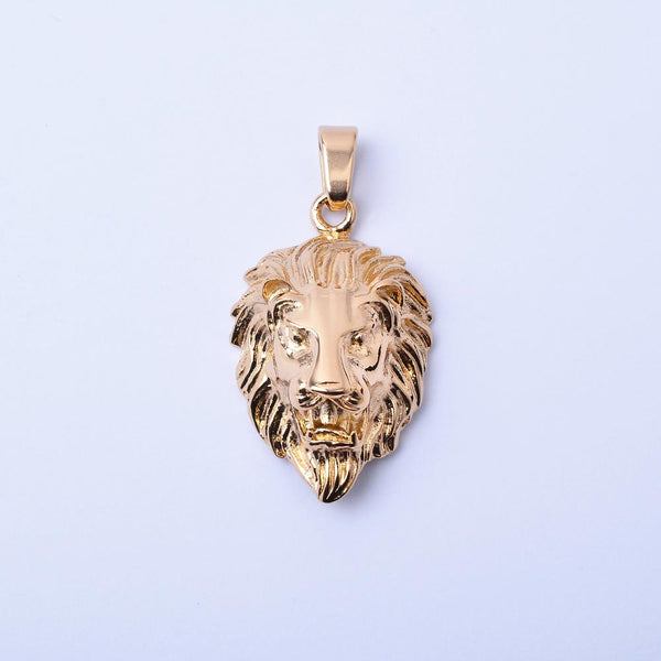 SP-409, Stainless Steel Lion Head Pendant-gold or silver, 20mm width, 50mm high, 15mm thick