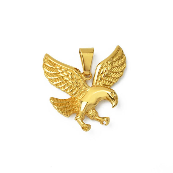 SP-525, Stainless Steel Eagle Pendant- gold or silver color, 40mm width, 40mm high, 7mm thick