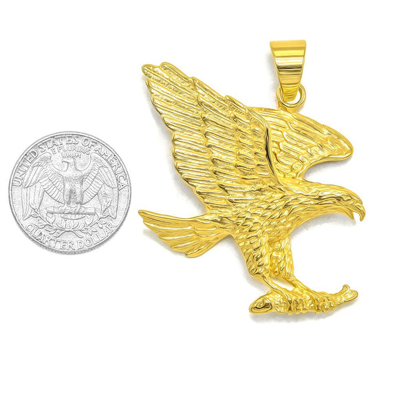 SP-535, Stainless Steel Eagle Pendant-gold or silver color, 60mm width, 55mm high, 10mm thick