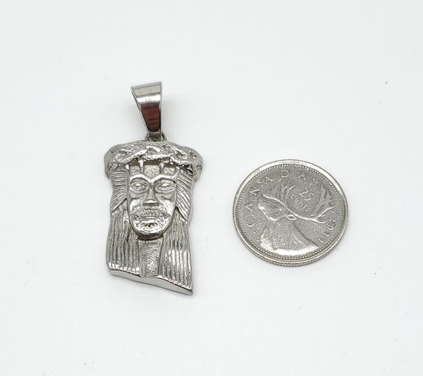 SP-538, Stainless Steel Jesus Head Pendant, silver color, 20mm width, 48mm high, 6mm thick