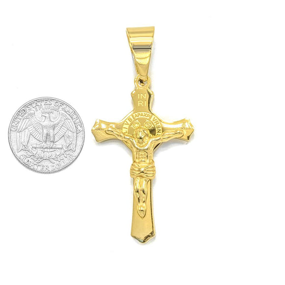 SP-639, Stainless Steel Cross Pendant-gold or silver gold, 38mm width, 62mm high, 5mm thick
