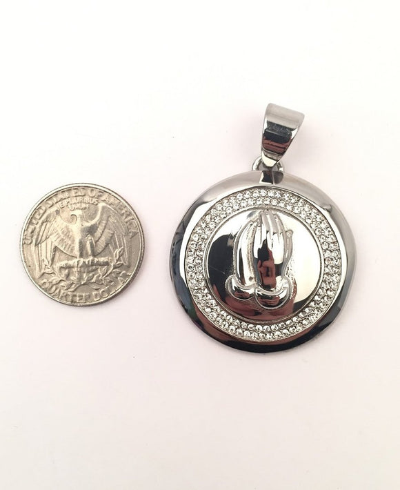 SP-675, Stainless Steel Pray Hand Pendant-silver color