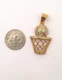 SP-685, Stainless Steel Basketball Net Pendant-gold or silver color, 30mm width, 55mm high, 8mm thick