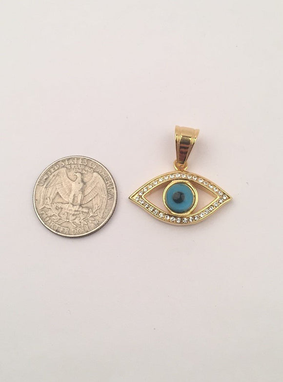 SP-699,Stainless Steel Evil Eyes Pendant-gold or silver color, 30mm width, 30mm high, 5mm thick